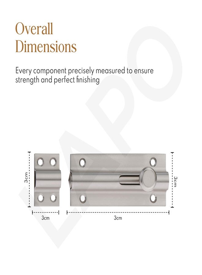 LAPO مزلاج قفل باب من الفولاذ المقاوم للصدأ من لابو، مزلاج باب طويل الأمد مانع للانزلاق للحمام وغرفة النوم وغرفة التخزين وأبواب الشرفة، سهل التركيب، ضمان 3 سنوات (لمسة نهائية غير لامعة، عبوة من قطعة واحدة) - Image 2